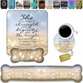 Wrist Rest Support Ergonomic Gel Mouse Pad & Memory Foam Keyboard Set, Non-Slip Rubber PU Base for Home Office Working Studying Easy Typing & Pain Relief - Bible Verses Proverbs 31:25