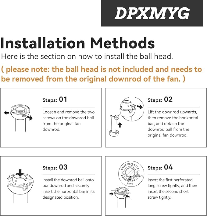 DPXMYG 36 inch Ceiling Fan Downrod with Extension Cord, 3 FT Brushed Nickel Downrod for Ceiling Fan, 1 inch Outside Diameter, Ceiling Fan Boom Suitable for a Wide Range of Fans (Nickel, Not Threaded)