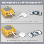 HOMPOW Mini Projector with Two -Way Bluetooth, Portable Projector for Home Theater Use, Support 1080P for Outdoor Projector/Movie Projector Compatible with HDMI, USB, Laptop, TV Stick (Yellow)