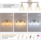 Shenmoyl Bathroom Light Fixtures, 3-Light Vanity Wall Light Over Mirror with Clear Tulip Glass Shade for Bedroom Living Room (Bulb Not Included), Satin Nickel