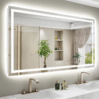 YEELAIT 60x38 Inch LED Bathroom Mirror with Lights Front and Backlit Lighted Vanity Mirror for Bathroom Wall with 3 Colors Dimmable Anti-Fog Memory Shatter-Proof IP54 Waterproof Horizontal/Vertical