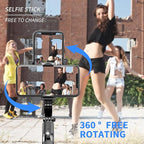 Gimbal Stabilizer for Smartphone ，with Retractable Selfie Stick and Tripod，1-Axis Multifunction Remote 360°Automatic Rotation， Auto Balance for iPhone/Android