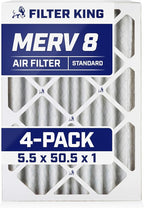 Filter King 5.5x50.5x1 Air Filter | 4-PACK | MERV 8 HVAC Pleated A/C Furnace Filters | MADE IN USA | Actual Size: 5.5 x 50.5 x .75"