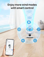 Dreo Smart Fan for Bedroom,120° Vertical and 90° Oscillating Fan with Remote/Voice, 13 Inch Height Quiet Air Circulator for Whole Room, 70 ft, 4 Speeds, 5 Modes, 12H Timer, Desk Fans for Home，White