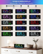 EVILTO Projection Alarm Clocks, RGB Desk Clock with 180° Rotatable Projector 15 Color Display, Date Temperature and Weekday, DST, Snooze, Ambient Lighting for Living Room,Bedroom Bedside Office Decor