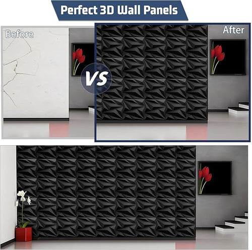 20 Pack 3D Textured Wall Panels – 12x12'' PVC Wall Coverings – Easy Install, Waterproof – Modern Accent Wall Decor for Living Room, Bedroom, Game Room – Covers 20 Sq.Ft.