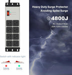 CCCEI 2PCS Heavy Duty Power Strip Surge Protector 20 AMP, 8 Outlets 12 Gauge Shop Garage Metal Multiple Outlets, 15 FT Extension Cord 5-15P Adapter High Amp 6-20R T-Slot 20a for Appliance Grey.