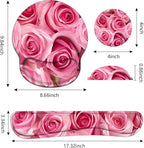 Keyboard Wrist Rest and Mouse Pad Wrist Support Set with Coasters, Non-Slip PU Base Ergonomic Gaming Mousepad for Home Office Working Studying Easy Typing & Pain Relief, Pink Roses
