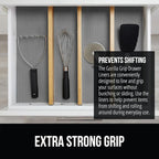 GORILLA GRIP powerGRIP Drawer Shelf and Cabinet Liner, Thick Strong Hold, Non-Adhesive Liners Protect Kitchen Cabinets and Cupboard, Bathroom Drawers, Easy Install, Breathable Mat, 12" x30', Gray