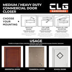 CLG HARDWARE Medium/Heavy Duty Commercial Door Closer DC7016 - Surface Mounted, Grade 1- ADA & UL 3 Hour Fire Rated, Adjustable Size 1-6 for Entrances & Aluminum Storefronts - US26D Aluminum
