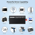 2000W Pure Sine Wave Inverter, 1 USB Port 5v/2.1a,LCD Display&Remote Controller for Home, RV, Truck