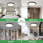 15.8 Inch Dimmable LED Flush Mount Ceiling Light, 32W, 3480LM, 3000K/3700K/4000K/5000K/6000K, Round Flat Panel Low Profile Ceiling Light Fitures for Hallway, Kitchen, Bedroom, 4PK Black