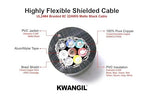 KWANGIL 10C 24AWG AMSB Shielded Cable Wire (UL2464) - Highly Flexible Str TC, PVC Ins, OS+TC BRD, PVC JKT for CNC Machine, Stepper Motor, VFD Spindle (Matte Black 25FT)