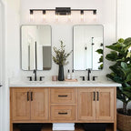 SOPEAS 6-Light Bathroom Vanity Light Black Vanity Lights for Bathroom Light Fixtures Matte Black 6 Light Fixtures with Clear Glass Shades for Bath Over Mirror
