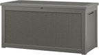 NUNU LAB Outdoor Storage Box, 320 Gallon Deck Box, Resin Waterproof Outside Storage Bench, Outdoor Storage Cabinet With Lockable Lid, Backyard Deck Box For Garden Tools, Patio Cushions, Grey