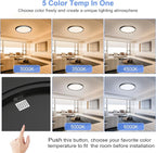 hunhun 2 Pack 16 Inch Dimmable LED Flush Mount Ceiling Light 4800LM Round Light Fixture 5 Color Temperature Selectable Super Slim Large Flat Ceiling Lamp for Living Dining Room Black