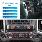 Kujunpao Radio Fan Climate Auto Menu Knob Control Button Trim Center Console Knob Cover Decor Fit for 2014-2018 Chevy Silverado & GMC Sierra Accessories 8pcs(Red)