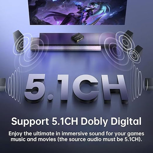 4K HDMI Audio Extractor Converter, HDMI Audio Video Splitter Adapter + Optical Toslink SPDIF Digital Audio + L/R Stereo Analog Compatible with Fire Stick Blu-Ray Player TV Box(1 Pack)
