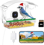 Dzees Smart Window Bird Feeder with Camera, Clear 2K HD Camera with AI Bird Identifier, Live Stream & Auto-Capture, Easy Suction Cup Installation, Perfect Tech Gift for Nature Lovers
