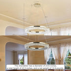 LYICYIU 23.6" Round Crysrtal Stainless Steel Pendant Lamp,3Color LED Dimmable Flush Mount Crystal Chandelier Light with Remote Control for Bedroom,Living Room, Island Entryway,Hallway Foyer (Hanging)