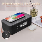 Dual Alarm Clock Radio Bedroom, Digital Alarm Clocks Bedrooms Bluetooth, Up to 10 Bedroom Alarms Clock White Noise 23 Soothing Sounds App/Button Control Snooze 12/24H FM Speaker Charging, Black