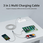 USB C Multi Charging Cable, (2 Pack 4FT), 3 in 1 Charging Cable Nylon Braided Universal Charger Cable with Type-C, Micro USB,IP Port for iPhone16/15 Series/Cell Phones & Pads and Other Devices