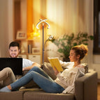 SIBRILLE 2-in-1 Brown LED Floor Lamp - 69" Dimmable Torchiere Standing Lamp with Remote Touch Control, 29W Bright Modern Floor Reading Lamp Pole Light for Living Room Bedroom Office Corner