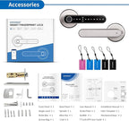 Smart Lock CATCHFACE Fingerprint Door Handle 5-1 Keyless Entry Door Lock,Smart Door Lock with Fingerprint/Code/Card/Key-Ideal for Front Door Hotel Office Office - Satin Nickel