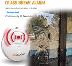 EVA LOGIK Modern Ultra-Thin Window Alarm with Loud 120dB Sound and Vibration Sensors Compatible with Virtually Any Window, Glass Break Alarm Perfect for Home, Office, Dorm Room- 4 Pack
