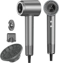 Hair Dryer, 150000 RPM Brushless Motor with 500M Negative Ions, Fast-Dry Lightweight Design, ThermoControl & Magnetic Nozzle/Diffuser, Low Noise Salon Blow Dryer for All Hair, Travel, Home