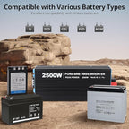 2500W Pure Sine Wave Inverter,1 USB Port 5v/3.4a,LCD Display&Remote Controller for Home, RV, Truck