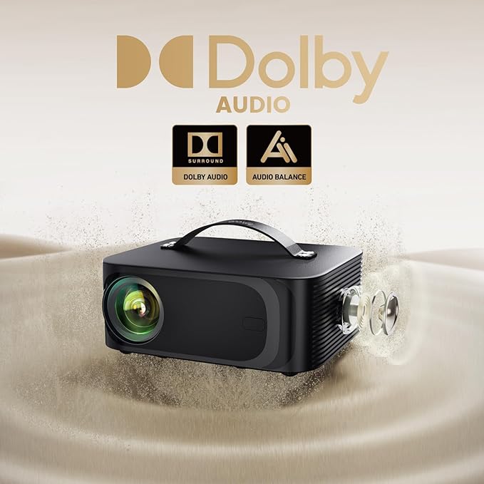 [1200 ANSI/Auto Focus/Built-in APPs] Outdoor-Projector-4K with Wifi6 and Bluetooth, Smart TV OS & DoIby, Portable Projector with Netflix/YouTube/PrimeVideo, ONOAYO 1080P Proyector with 300 ''Display