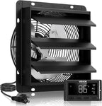VEVOR 12 inch Shutter Exhaust Fan, Wall Mounted Attic Vent Fan with Smart Programming Variable Speed Temperature Control, 1500 CFM,EC Motor,Timer, for Shed,Garage,Greenhouse Ventilation Cooling,Black
