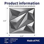 Art3dwallpanels 33 Pack 3D Wall Panel Diamond for Interior Wall Décor, PVC Textured Wall Panels, 12''x12'' Cover 32.Sq.Ft. Silver