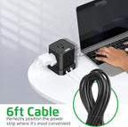 Cube Power Strips with Surge Protection, 6ft Extension Cord with Multiple Outlets, 5 Ac Plugs, 3 USB, 1 Usbc Fast Charging Power Strip with USB Ports, Mountable On/Off Switch Charging Station