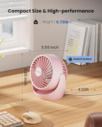 Gaiatop Desk Fan, 5-Inch Portable Electric Table Desktop Air Circulator Fans, Small but Powerful with 3 Speed 360° Adjustable Tilt for Cooling Home Dorm Office Bedroom Bathroom Kitchen, Pink