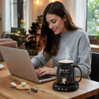Coffee Mug Warmer with Cute Cat Mug Set, 8 Hour Auto Shut Off Cup Warmer for Desk Office Home, Candle Beverage Electric Coffee Warmer with 4 Temperature Setting, Christmas Birthday Ideas for Women Men