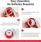 Visual Timer, Teeloray 60-Minute Countdown Timer, Kitchen Timer with Magnetic Base, Mechanical Clockwork, Ringer Alert, Time Management Tool for Children and Adults, Study/Work/Cooking (Red)
