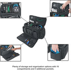 Rockville UT-BAG10 DJ Utility/Cable Bag, 10 Compartments, Padded Straps, Water-Resistant, Lockable Zippers, Perfect for DJs, Events, Gear & Cables
