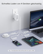 Topadre 100W USB C Travel Charger, 4-Ports Foldable Travel Adapter Plug Converter with UK/EU/AU Plugs,Fast Charging for Macbook Pro/Air,for iPad Pro/iPhone 16/15 Pro Max, for 45w Samsung Galaxy, White