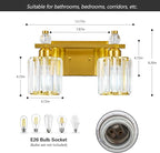 FDPBY Bathroom Vanity Lights 2-Light Gold Modern Crystal Vanity Light Fixtures Over Mirror Crystal Bathroom Vanity Lighting Fixtures