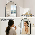 Bathroom Mirror with Storage,Arched Medicine Cabinet with Mirror,Medicine Cabinet Wall Mount,Black Bathroom Vanity Mirror with Storage,Adjustable Shelves,20x30 Inch
