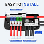 RVBOATPAT Fused Power Distribution Block Car Audio Fused Distribution Block 12V 0/4 Gauge 4 Way MIDI (Mini-ANL) Fuse Block for Auto Boat UTV Stereo Amp