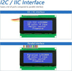 Freenove I2C IIC LCD 2004 Module (2 Pack), TWI Serial 20x4 Display, Compatible with Arduino Raspberry Pi Pico ESP32 ESP8266