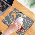 Koi Fish Japanese Tattoo Square Mouse pad, Texture, Waterproof, Anti Slip Rubber Base, Computer Mouse pad, Laptop Mouse pad