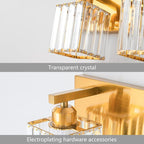 FDPBY Modern Vanity Light 4-Lights Modern Gold Brushed Brass Finish Crystal Wall Light Bathroom Vanity Light Fixtures
