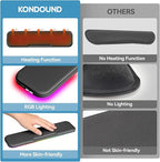 KONDOUND 2-in-1 Heated Wrist Rest Set, Ergonomic Memory Wrist Pad with RGB Lights and Non-Slip Base, Keyboard Mouse Wrist Rest for Computer Laptop Office Work and PC Gaming