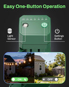 BN-LINK Outdoor Power Stake Timer, 100FT Wireless Remote Control, Dusk to Dawn Sensor for Outdoor Lights, 6 Grounded Outlets, 6ft Extension Cord, 1875W/15A,Christmas Decorations, ETL Listed