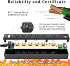 6Ft Power Strip Surge Protector - Yintar Extension Cord with 6 AC Outlets and 3 USB Ports for for Home, Office, Dorm Essentials, 1680 Joules, ETL Listed, (Black)