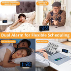Loud Alarm Clock for Heavy Sleepers Adults, Vibrating Bed Shaker Alarm Clock for Teens/Deaf People, 7.5" Large Screen Digital Alarm Clock, Dual Alarm, Nightlight, Brightness Adjustable, Bedroom, Dorm